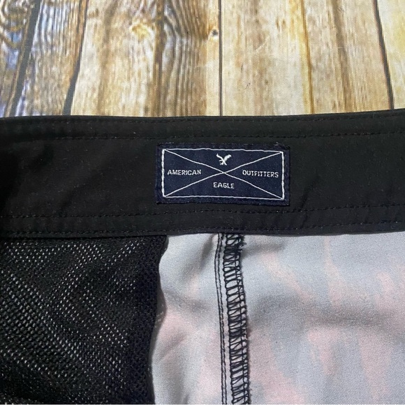 American Eagle Red Black Pattern Swim Shorts - Picture 4 of 5